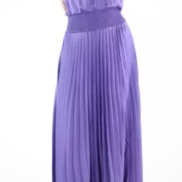 NWT Purple Ramy Brook Arina Halter Neck Pleated Maxi Dress size 8 - Picture 4 of 9